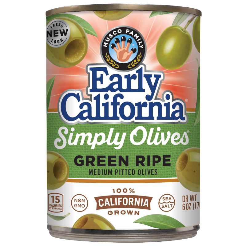 Early California Green Ripe Medium Pitted Olives - 6oz