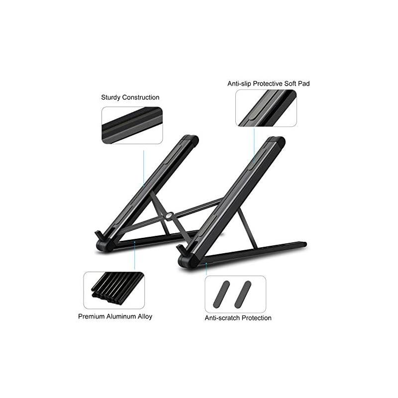 Laptop Stand Portable Computer Laptop Mount Aluminum Laptop Riser with 6 Levels Height Adjustment Fully Collapsible Supports up to 44lbs Fits up to 173 Laptop Black