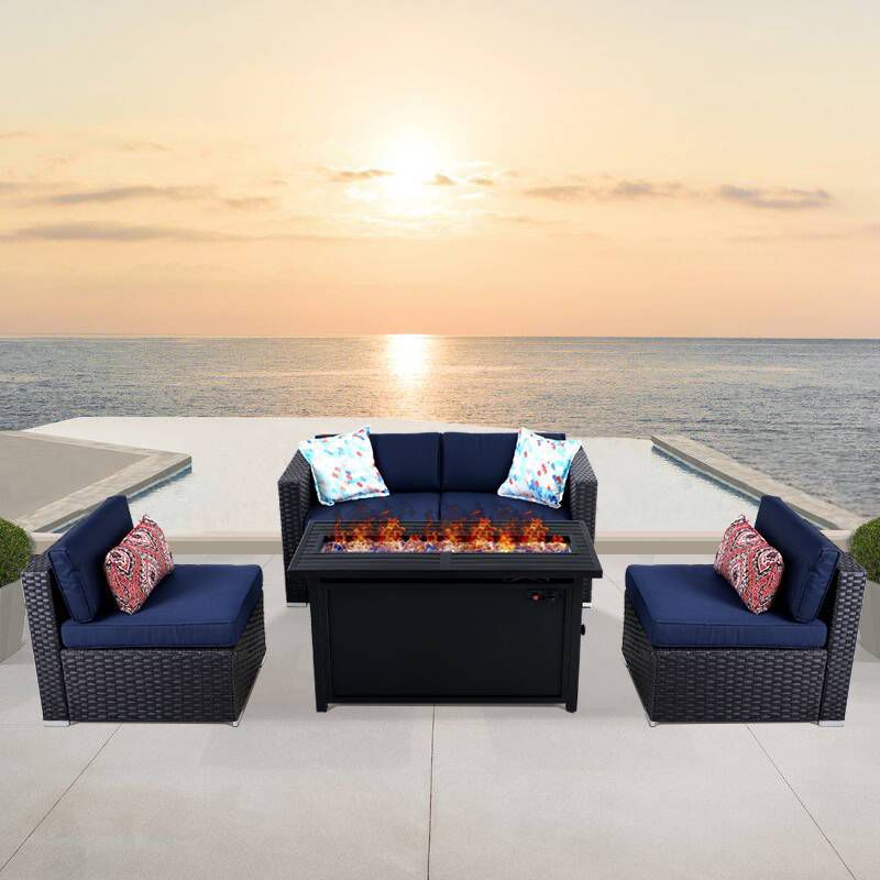 7pc Bridgeport Coastal Dining Set Blue - Royal Garden