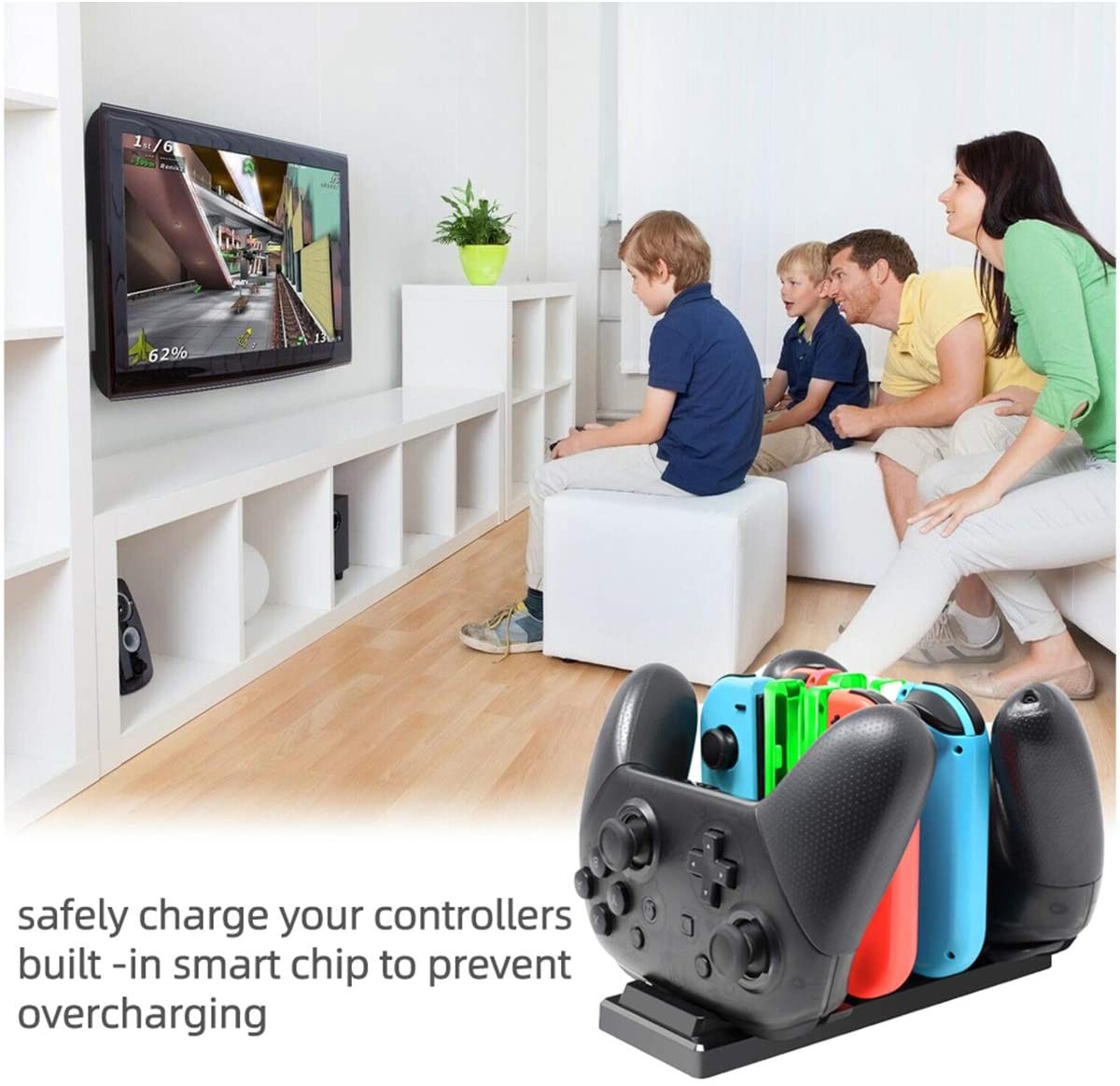 6 In 1 Charger Dock for Nintendo Switch Joy-Con Controllers and Pro Con,Controller Charging Dock for Nintendo Switch