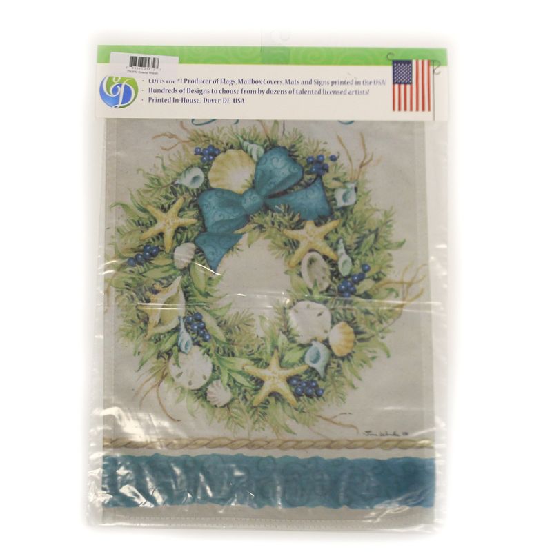 Home & Garden 18.0" Coastal Wreath Flag Double Sided Custom Decor  -  Flags