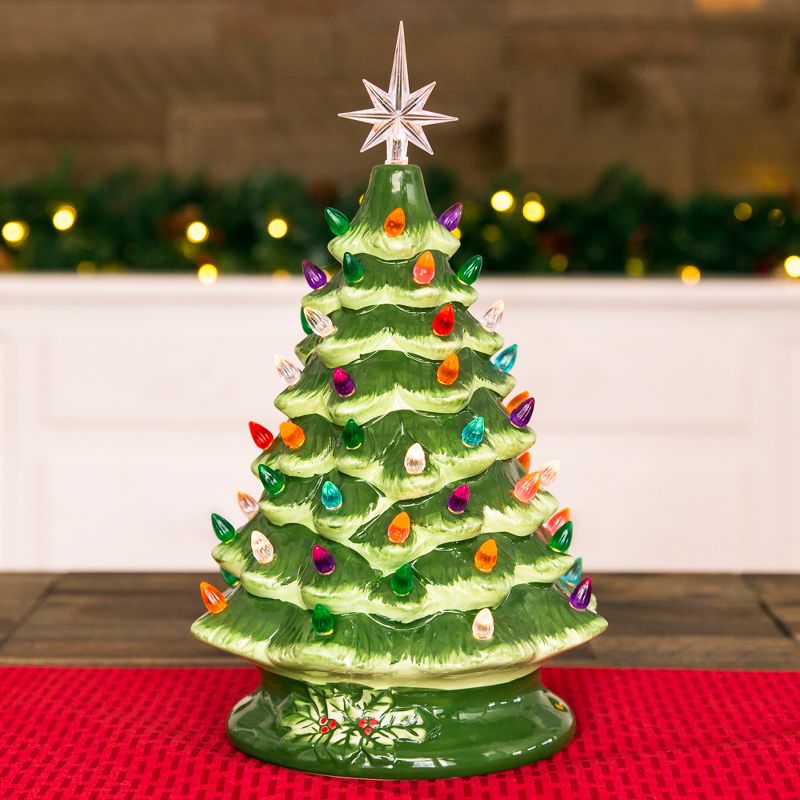 Best Choice Products 15in Pre-Lit Hand-Painted Ceramic Tabletop Christmas Tree w/ 64 Lights - Green