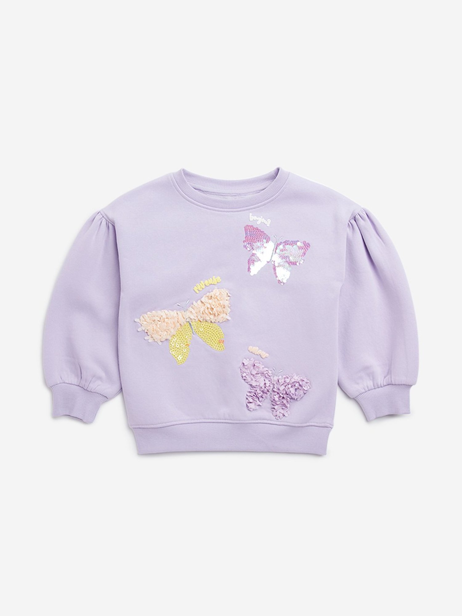 HOP Kids by Westside Lilac Applique-Detailed Sweatshirt