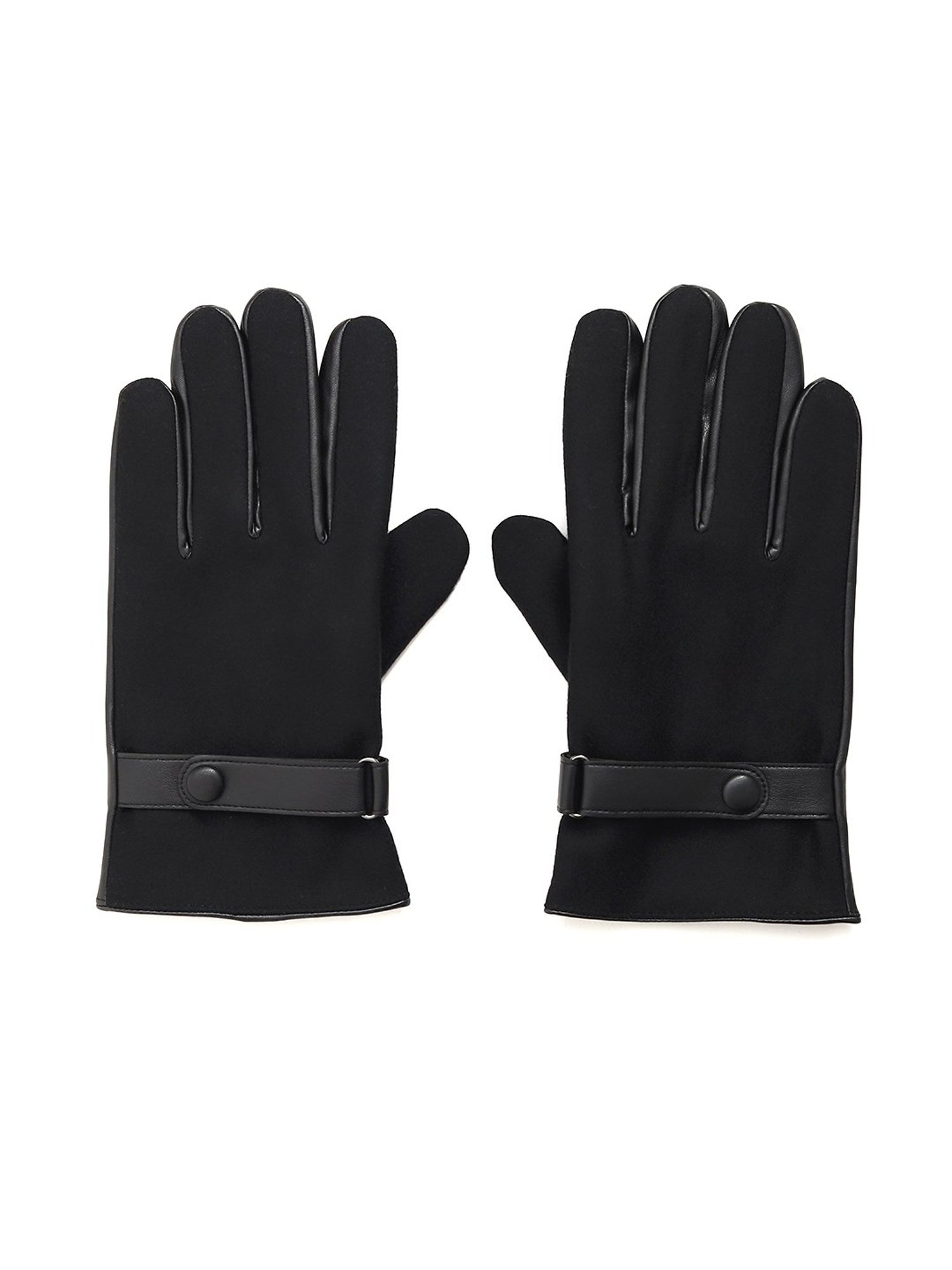 Royal Enfield Black Leather Solid Gloves