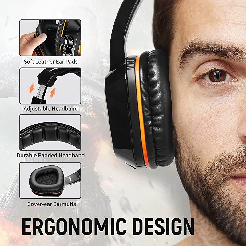 USB Plug Virtual 7.1 Surround Sound Gaming Headset for PC, PS4 , Laptop, with Vibration Bass, Mic and LED Lights G910,Black