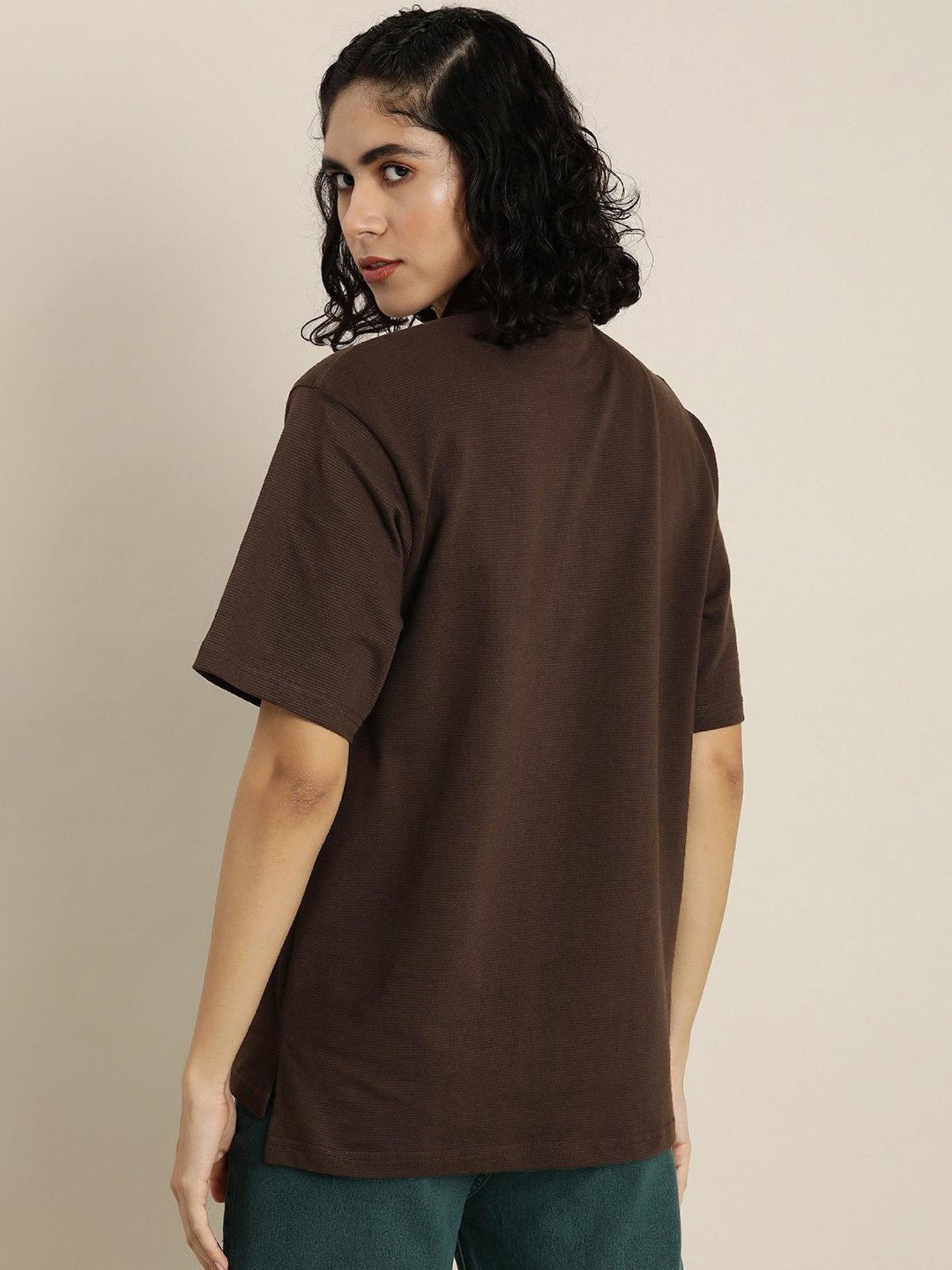 Dillinger Chocolate Brown  Cotton Oversized Polo T-Shirt