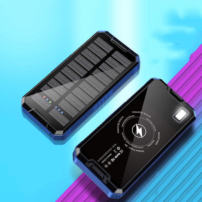 900000mAh Waterproof Solar Wireless Power Bank With 2USB Outputs,LED Flashlight External Battery Backup For All Type Phones