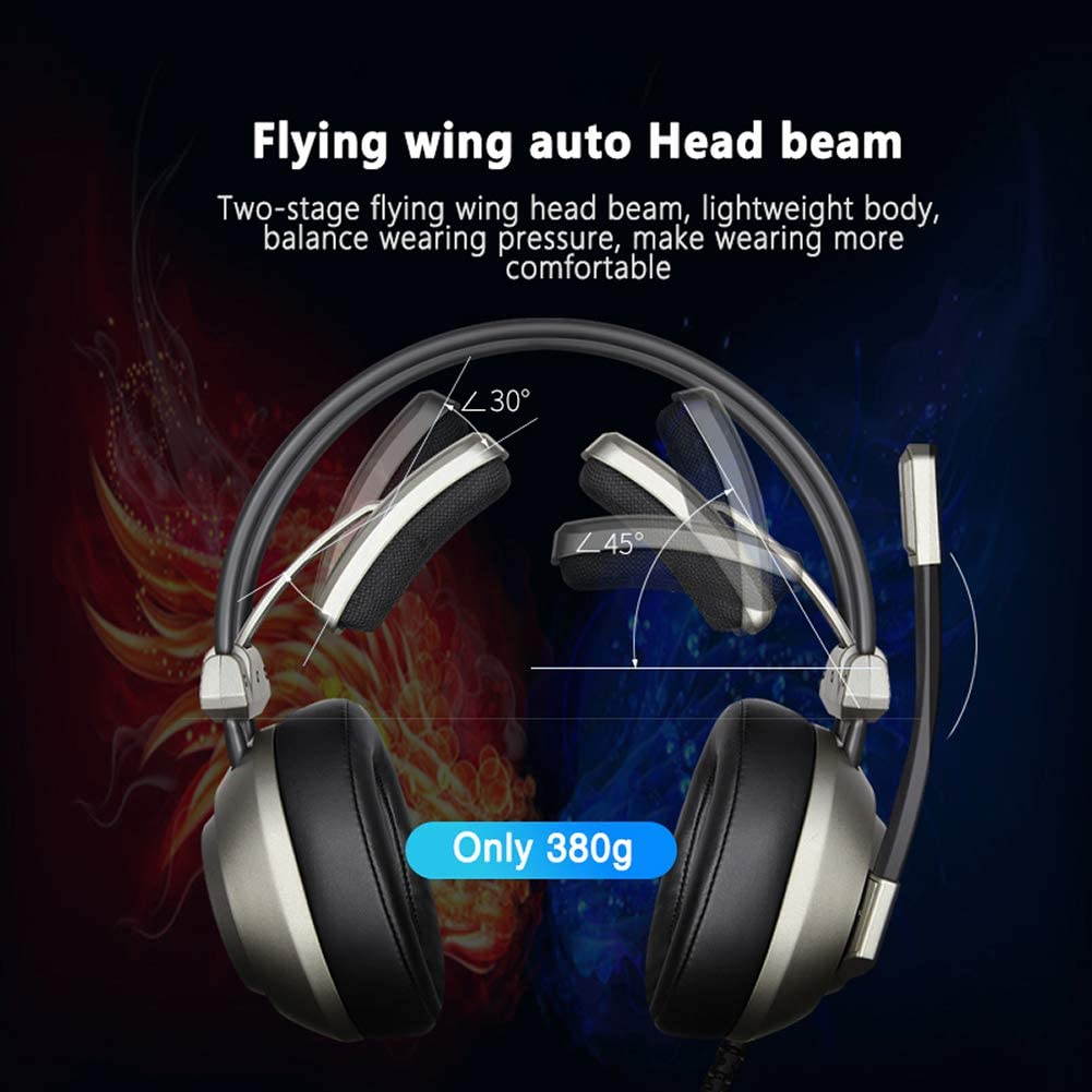 AULA S600 Professional Wired Gaming Headset Lightweight Noise Canceling Over-Ear PC Gaming Headphones with 360 Degree Rotation Omnidirectional Mic for Computer (7.1 USB)