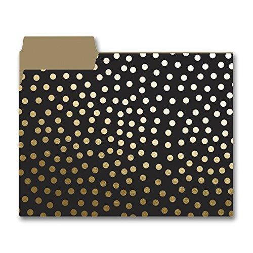 Graphique Gold Dots File Folder Set - File Set Includes 9 Folders with 3 Unique Polka Dot Designs, Embellished w/ Gold Foil on Durable Triple-Scored Coated Cardstock, 11.75" x 9.5"