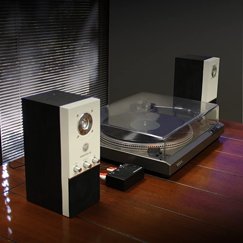 Mini Phono Turntable Preamp Preamplifier with 12 Volt AC Adapter, RCA Input for Vinyl Record Player - Compatible with Audio Technica, Crosley, Jensen, Pioneer, 1byone and More Turntables