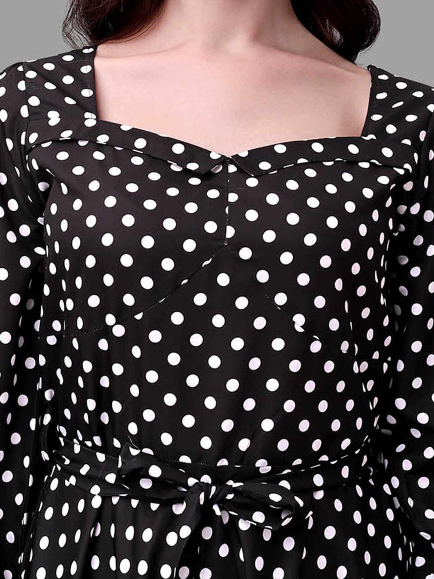 MASAKALI.CO Black & White Polka Dot A Line Dress