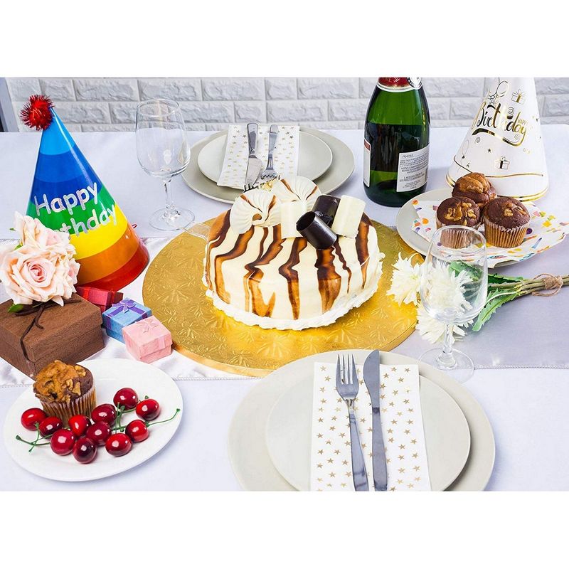 Juvale 3 Piece Cake Boards Rounds, Gold Foil Pizza Base Disposable Drum Circles, Corrugated Paper Board 14"