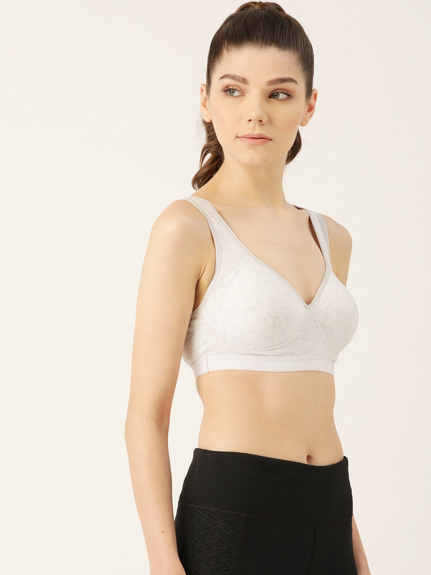 Lady Lyka Light Grey Non Wired Padded Sports Bra