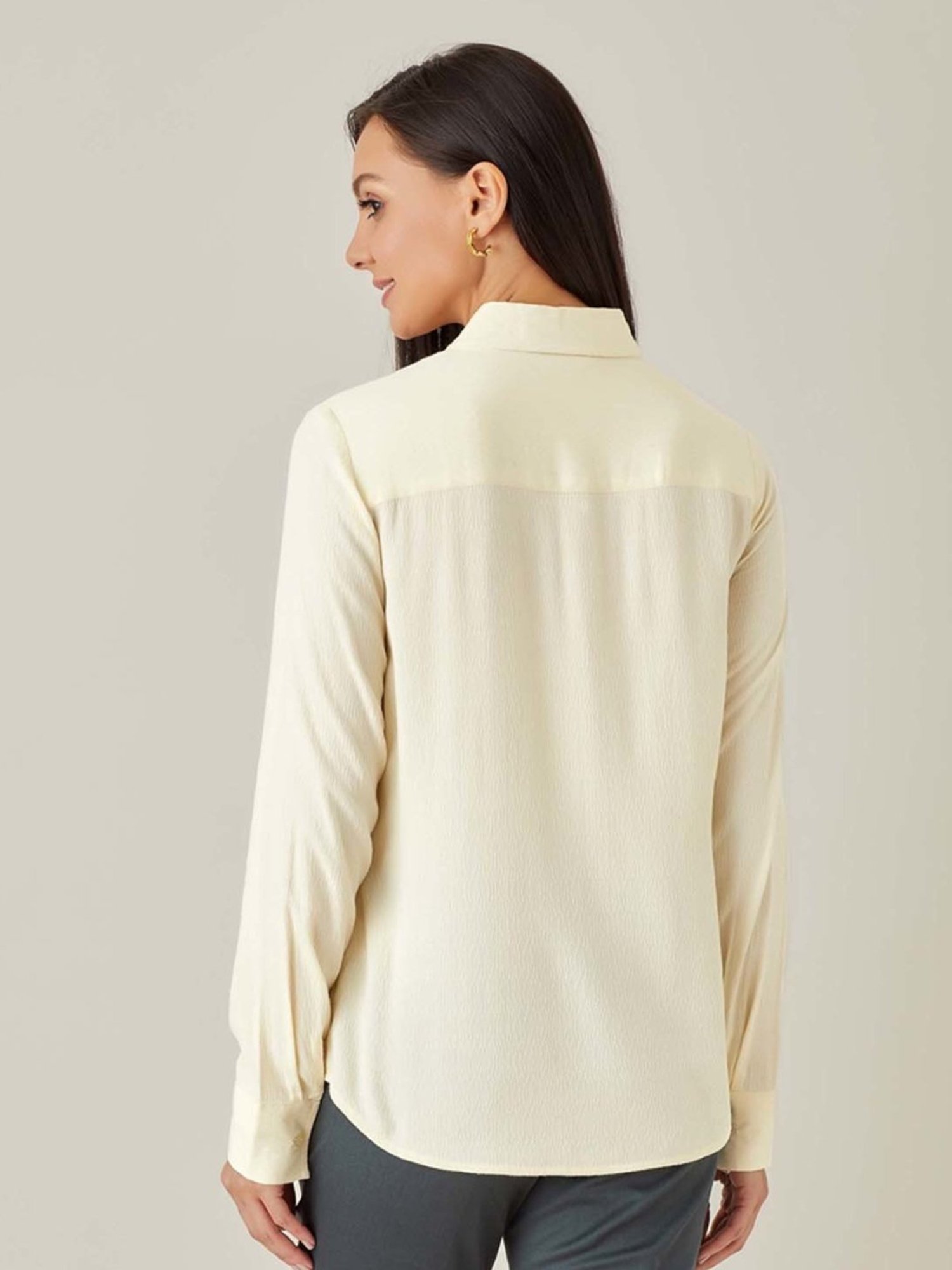 Qua Cream Textured Dobby Shirt