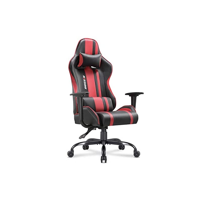 Racing Style Gaming Chair 400LBS Computer Desk Chair with Footrest and Headrest, Ergonomic Design, Large Size High-Back E-Sports Chair, PU Leather Swivel Chair (Gray-FBA)