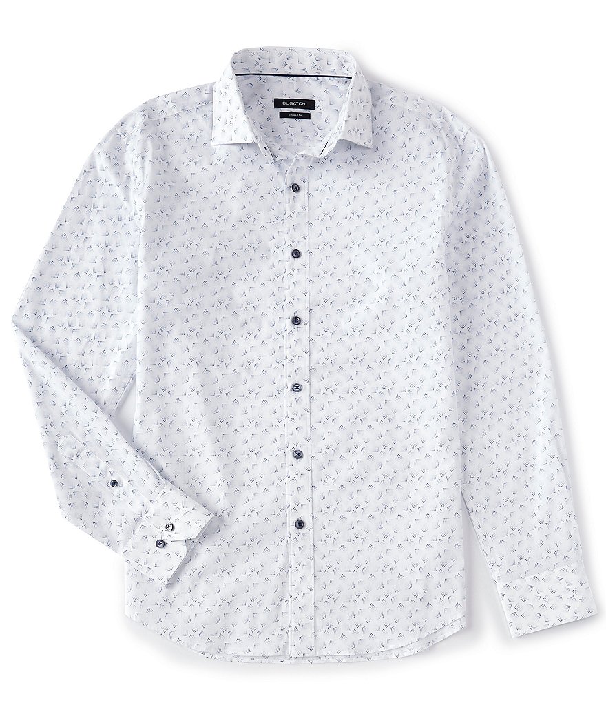 Bugatchi Shaped-Fit Mini Dots Long-Sleeve Woven Shirt