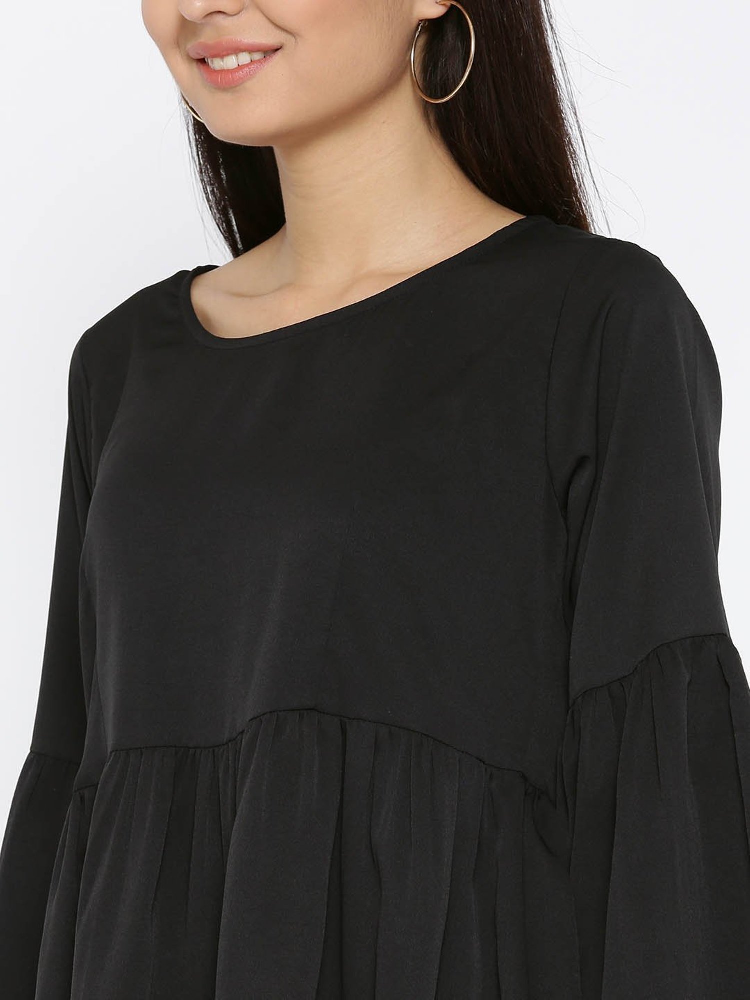 Sera Black Regular Fit Top