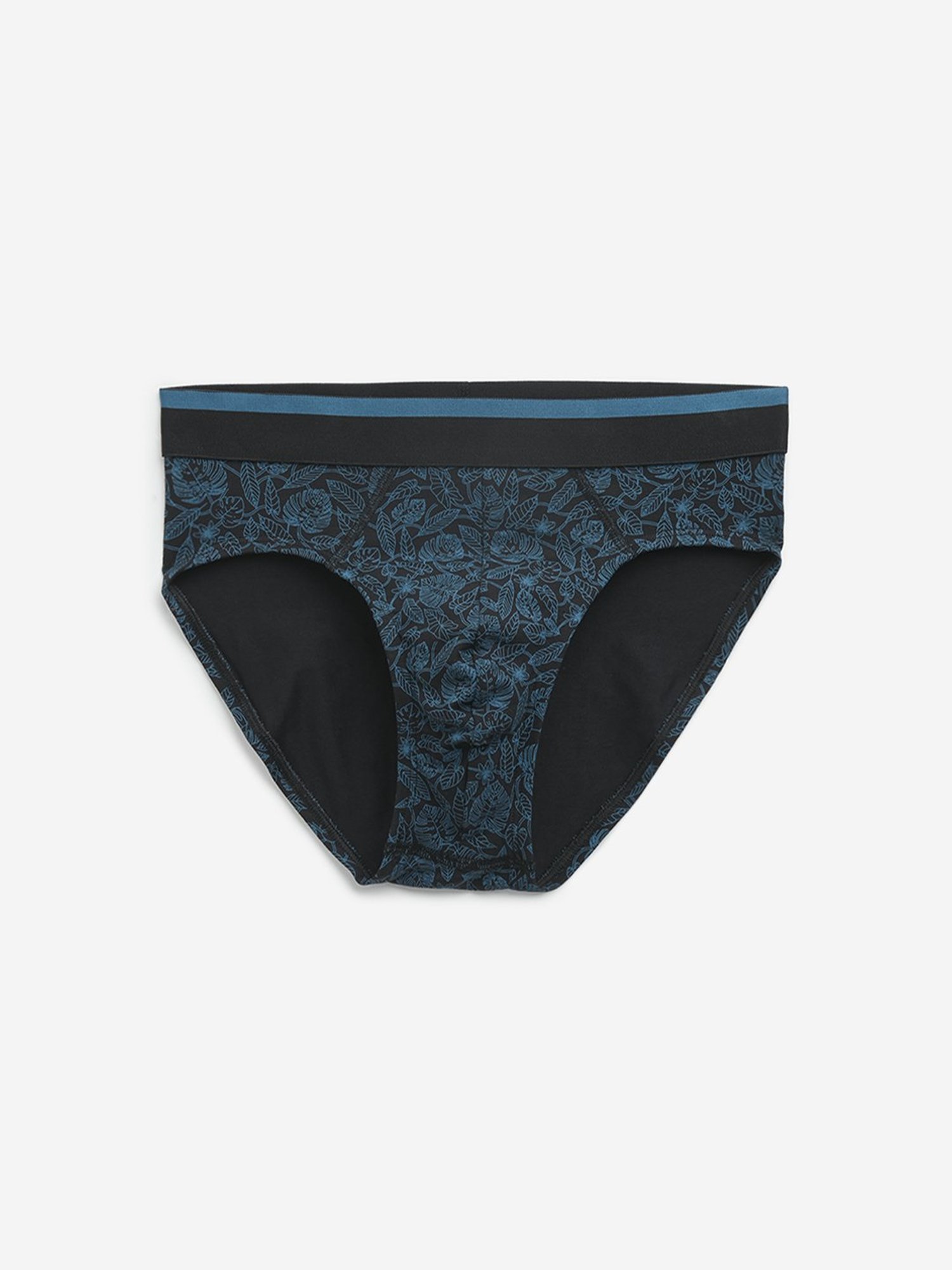 WES Lounge by Westside Teal Printed Cotton Blend Briefs - Pack of 3