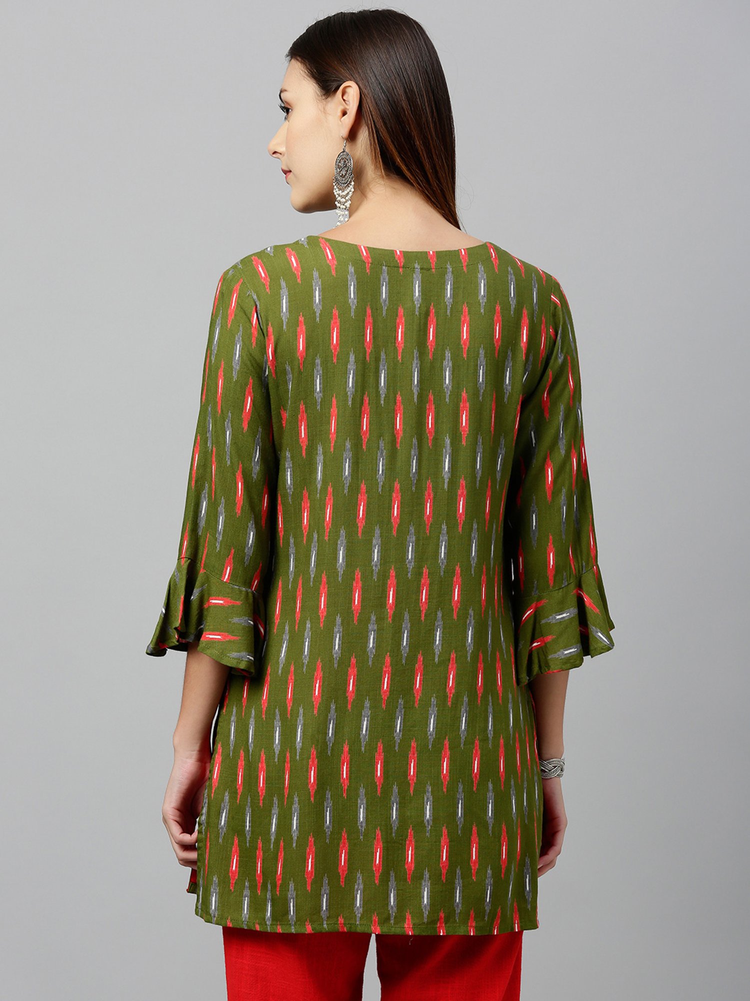 Kipek Green Rayon Printed Kurta