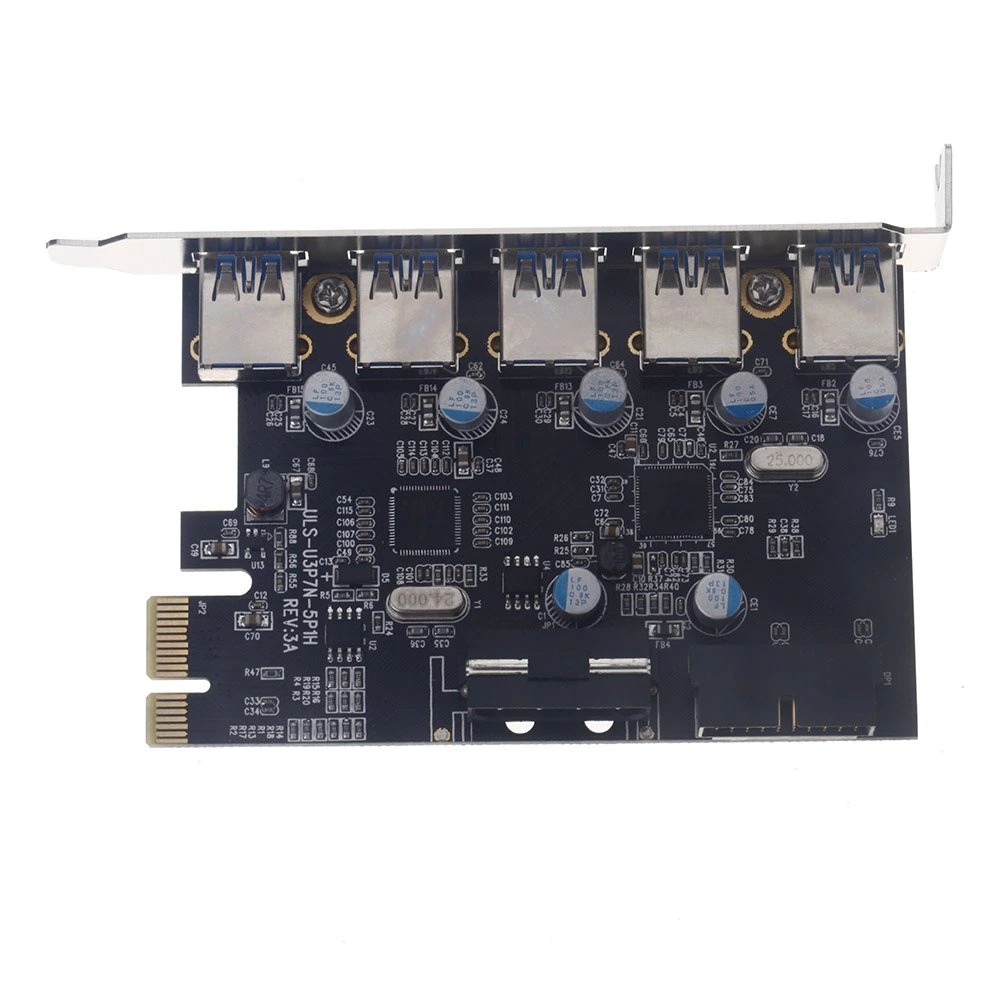 5 Port Superspeed USB 3.0 PCI-E PCI Express Expansion Card Host Controller Adapter Chipset with 5V 4 Pin & Internal 19 Pin