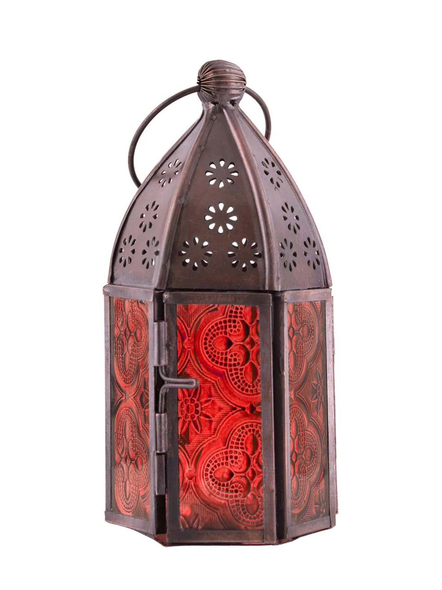 Homesake 'Holi' Dark Brown & Red Metal Hanging Candle Holder - Set of 2