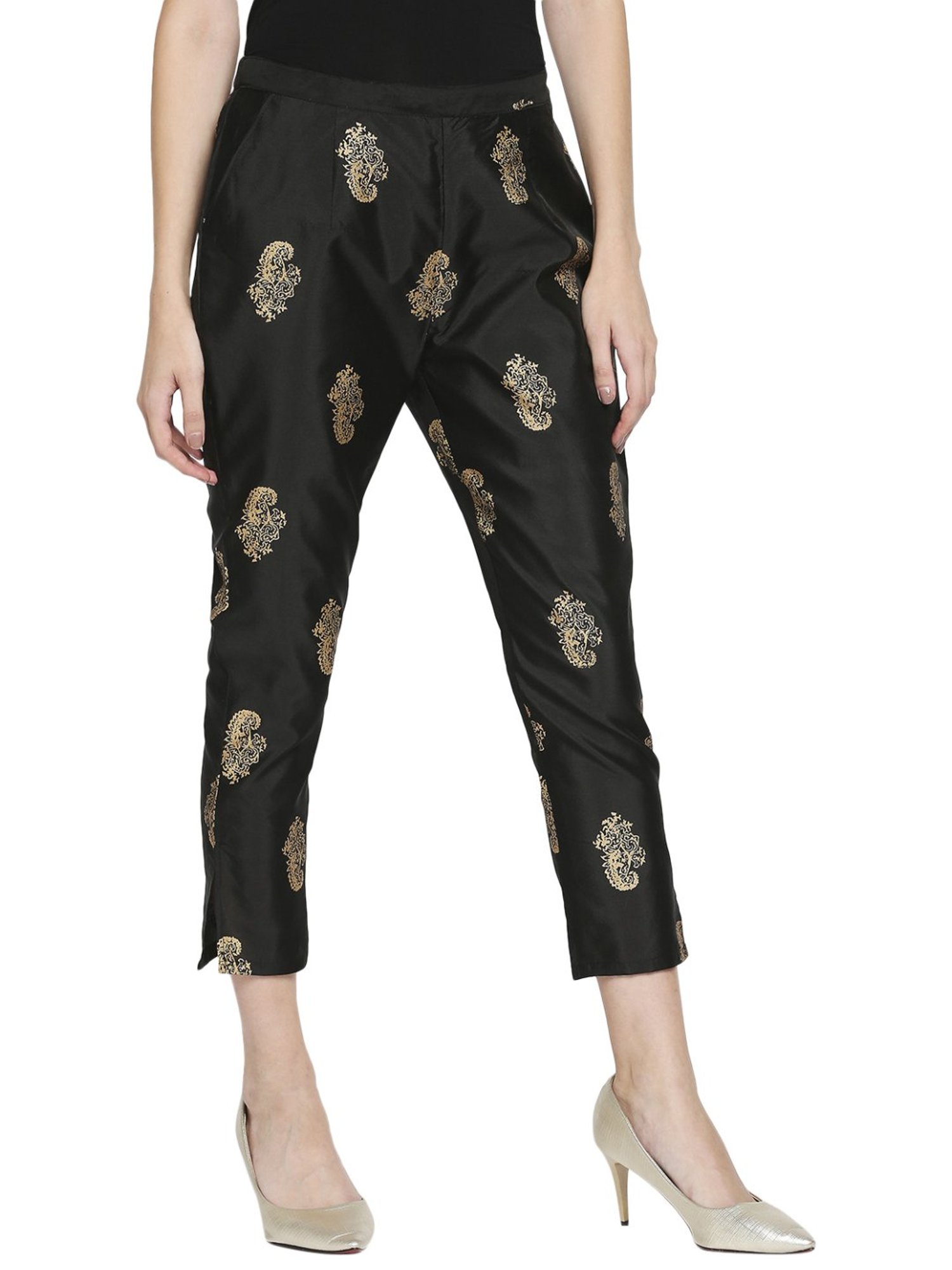 Ira Soleil Black Printed Pants
