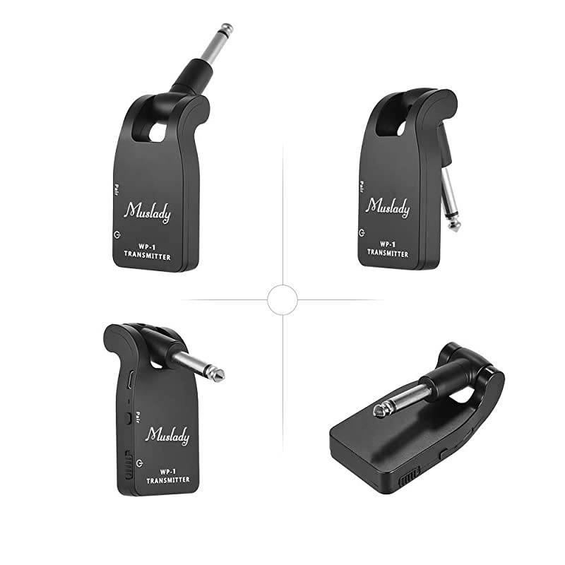 Guitar System Transmitter & Receiver 2.4G Wireless Built-in Rechargeable Lithium Battery 30M Transmission Range for Electric Guitar Bass (Black)