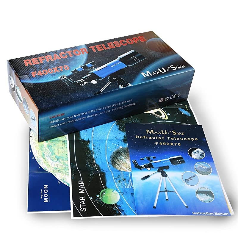 70mm Refractor Telescope with Tripod amp Finder Scope Portable Telescope for Kids amp Astronomy Beginners Travel Scope with 4 Magnification eyepieces amp Phone Adapter