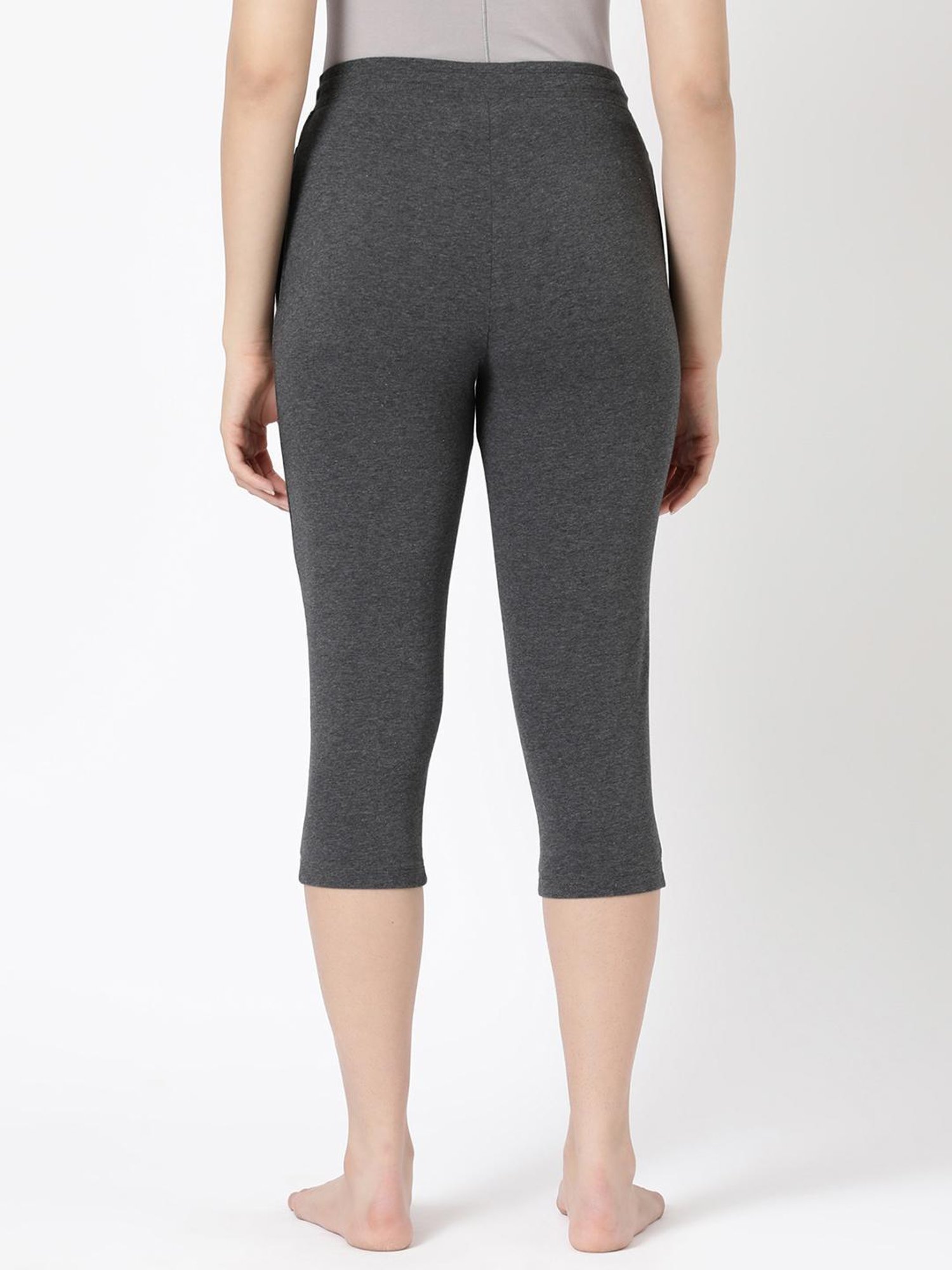 BLOSSOM Dark Grey Cotton Textured Capris