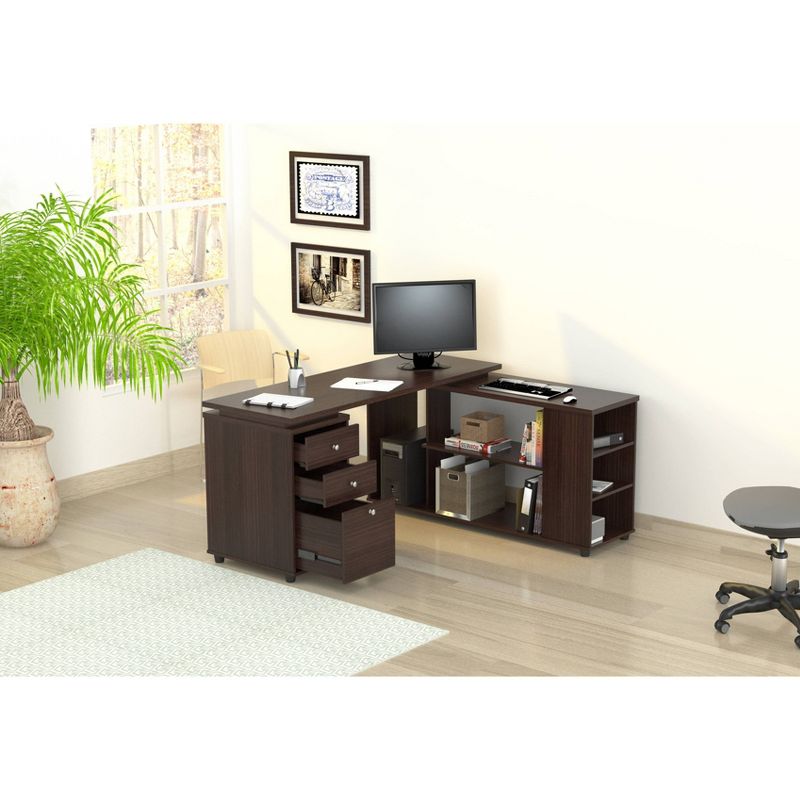 L Shaped Computer Work Station Espresso - Inval