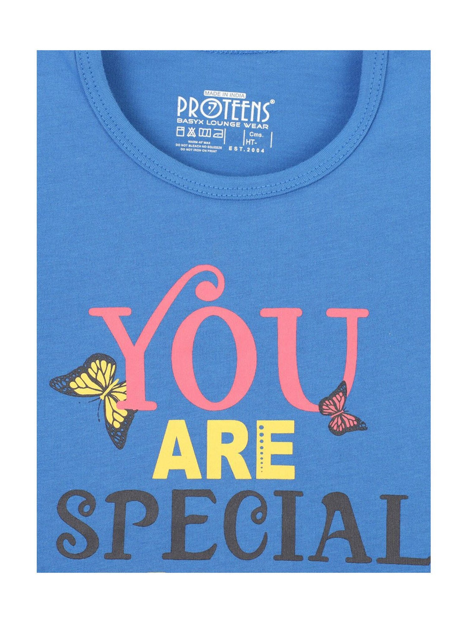 Proteens Girls Blue & Grey Printed Full Sleeves T-Shirt with Pants