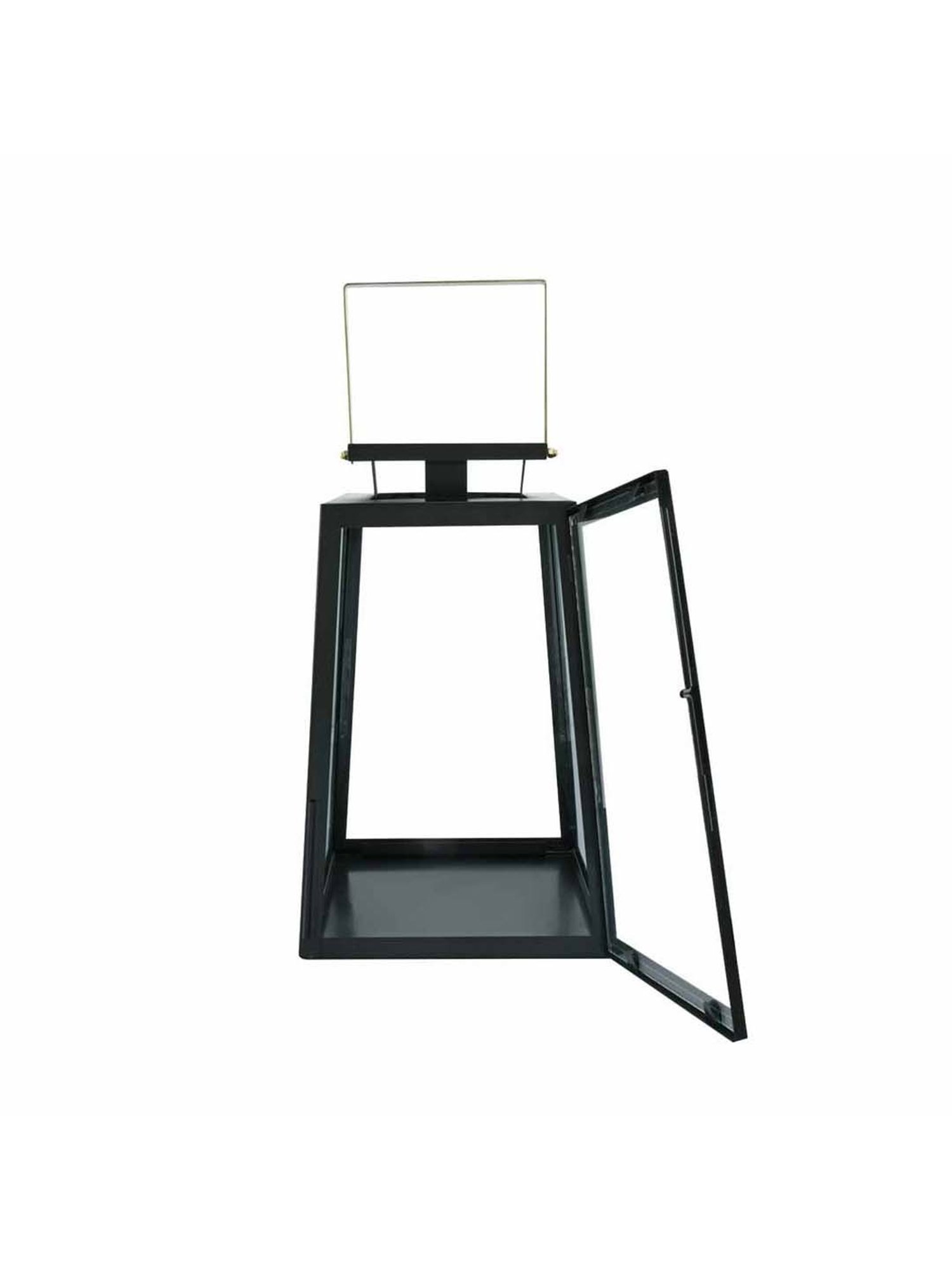 @Home Black & Gold Iron Trapeze Small Size Lantern