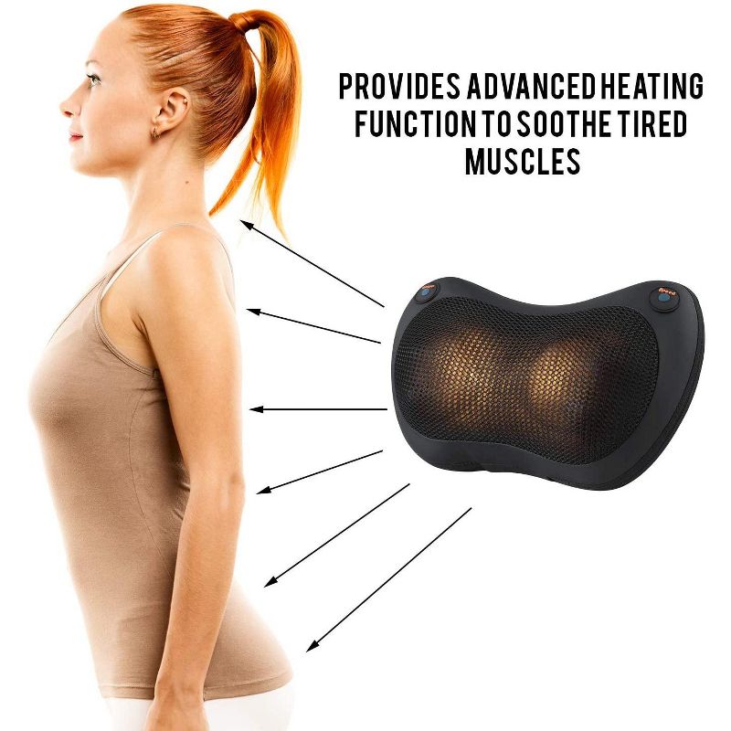 Dartwood Back and Neck Massager for Relieving Back and Neck Muscle Pain with Heat and Deep Kneading for use at Home and in Cars