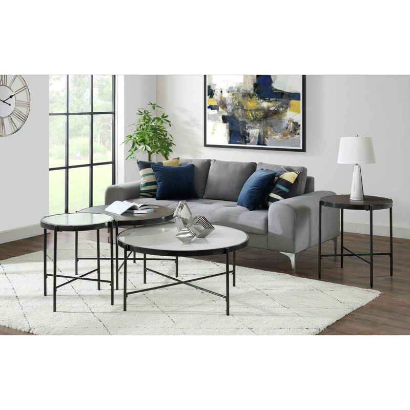 Carlo Round End Table with Glass Top Black - Picket House Furnishings