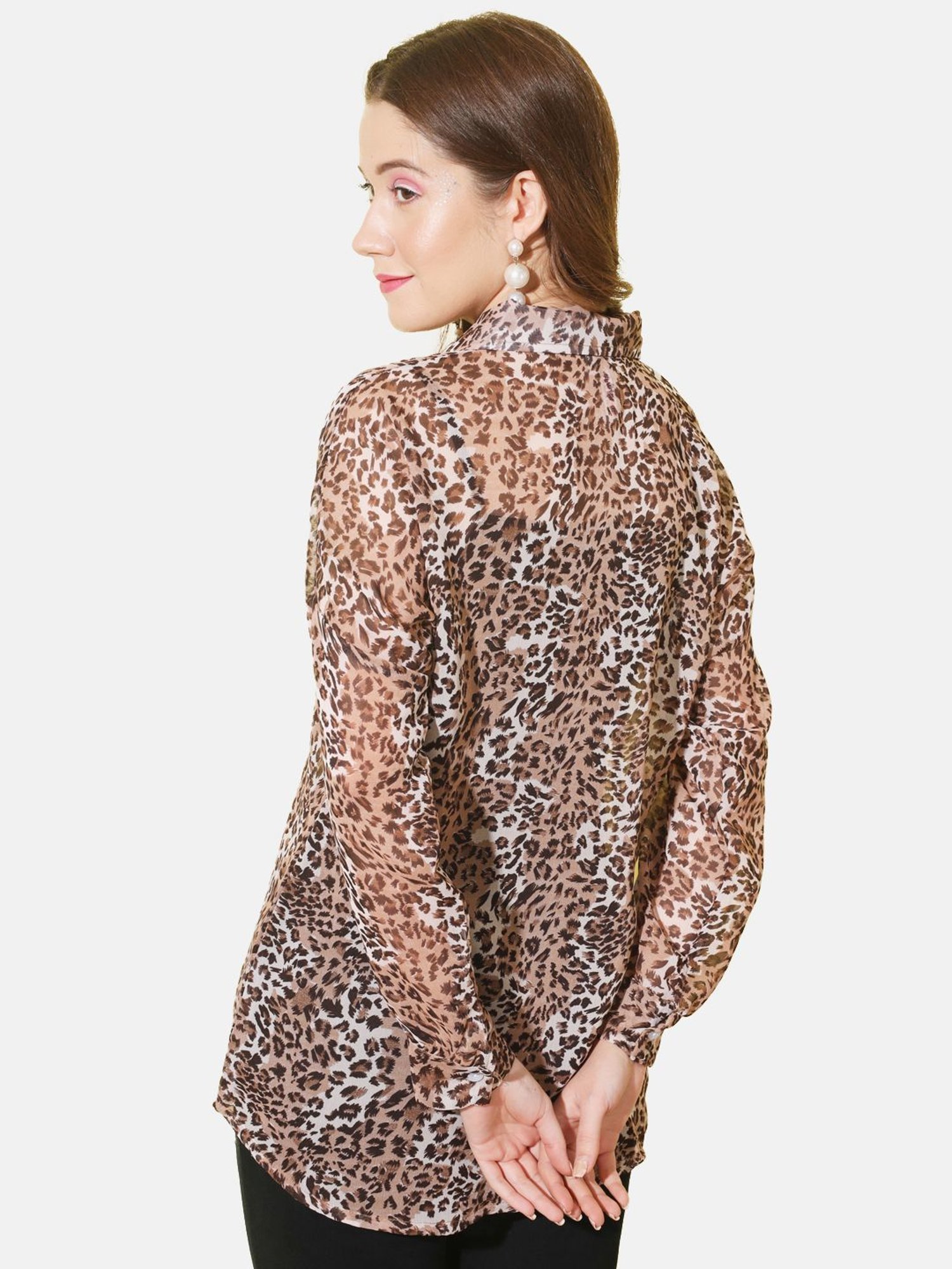 BUYNEWTREND Brown Printed Shirt