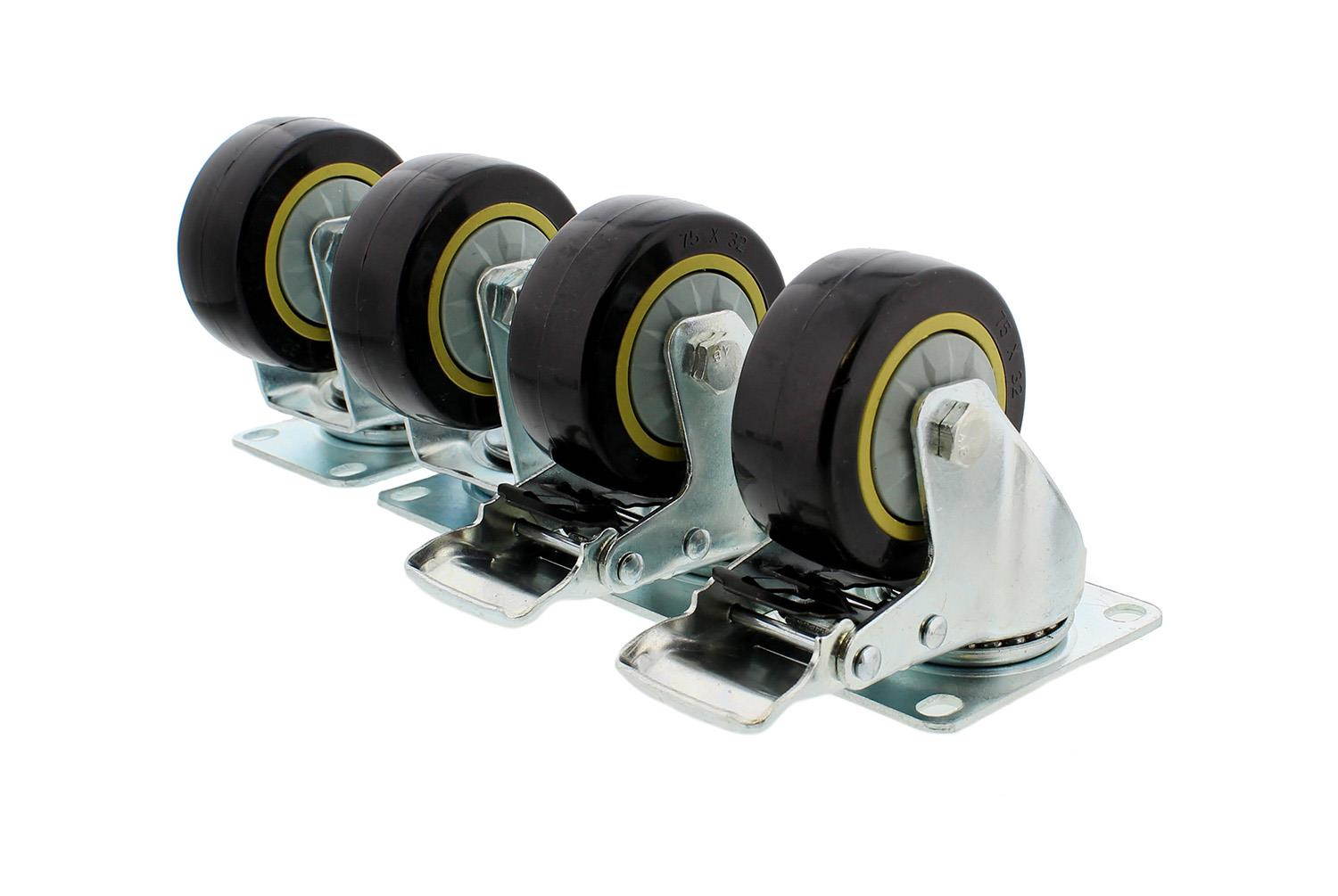 ABN Swivel Plate Caster Wheels 3&rdquo; Inches Set of 4 Locking Casters for Furniture