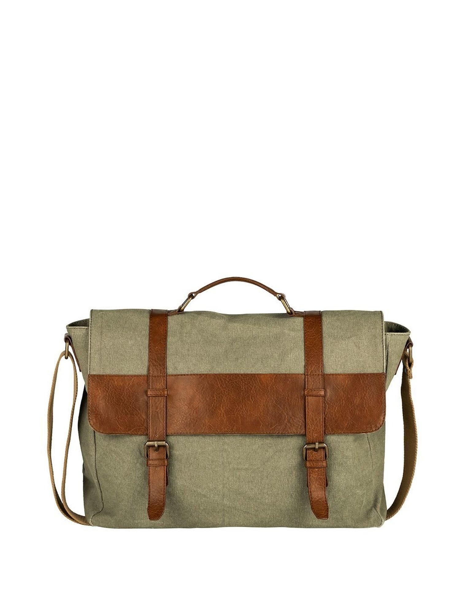 Mona B Green Canvas Large Messenger Bag