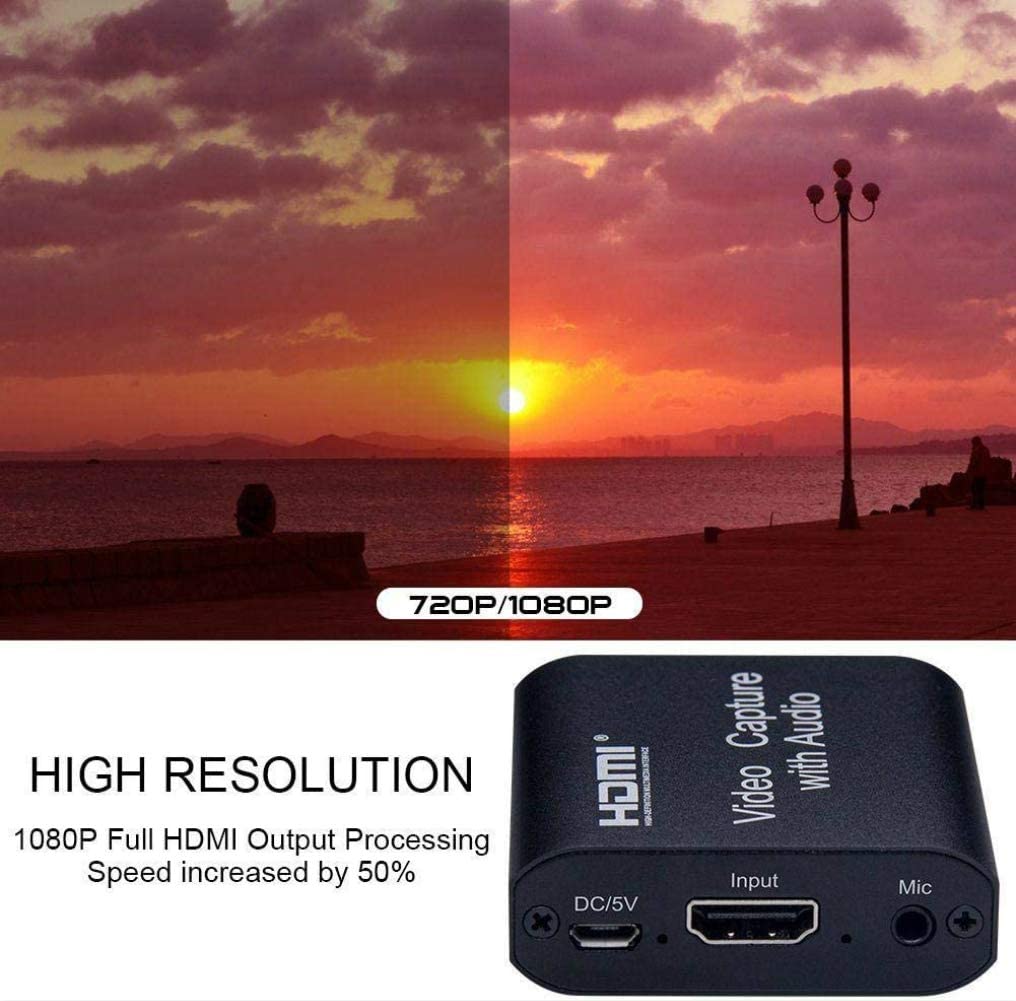 Game Capture Card with Loop Out, Audio Video Capture Card with Mic-in, 1080P 60fps Game Capture Device for Live Streaming Broadcasting Video Recording for PS3/4,Switch, DSLR, Camcorders