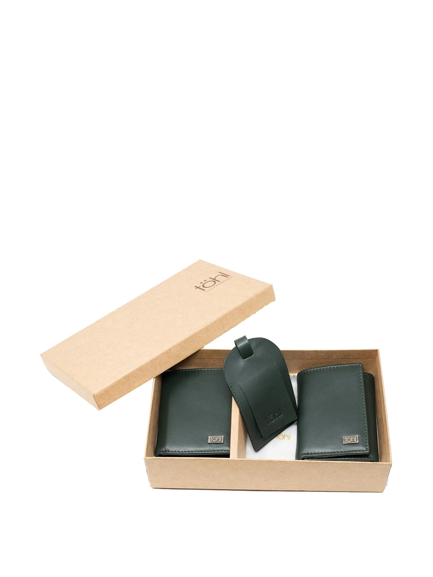 Tohl Ravello Green Casual Leather Bi-Fold Wallet,Card Holder & Key Tag Set for Men