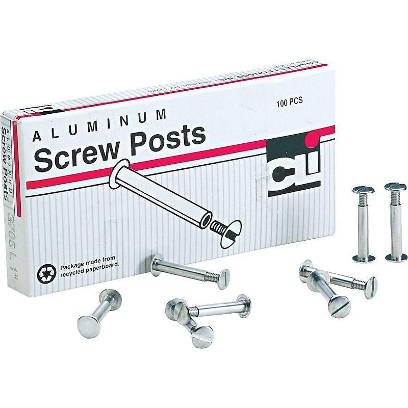 Charles Leonard Post Binder Aluminum Screw Posts 3/16" Diameter 1" Long 100/Box 3706L