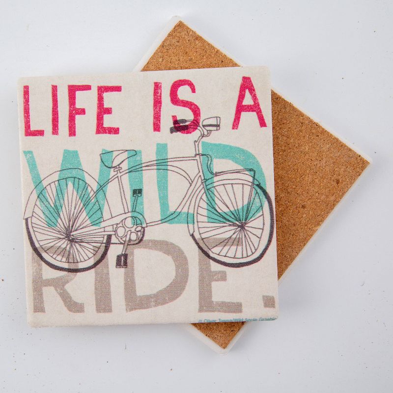 4pk Ceramic Wild Ride Bicycle Print Coasters - Thirstystone