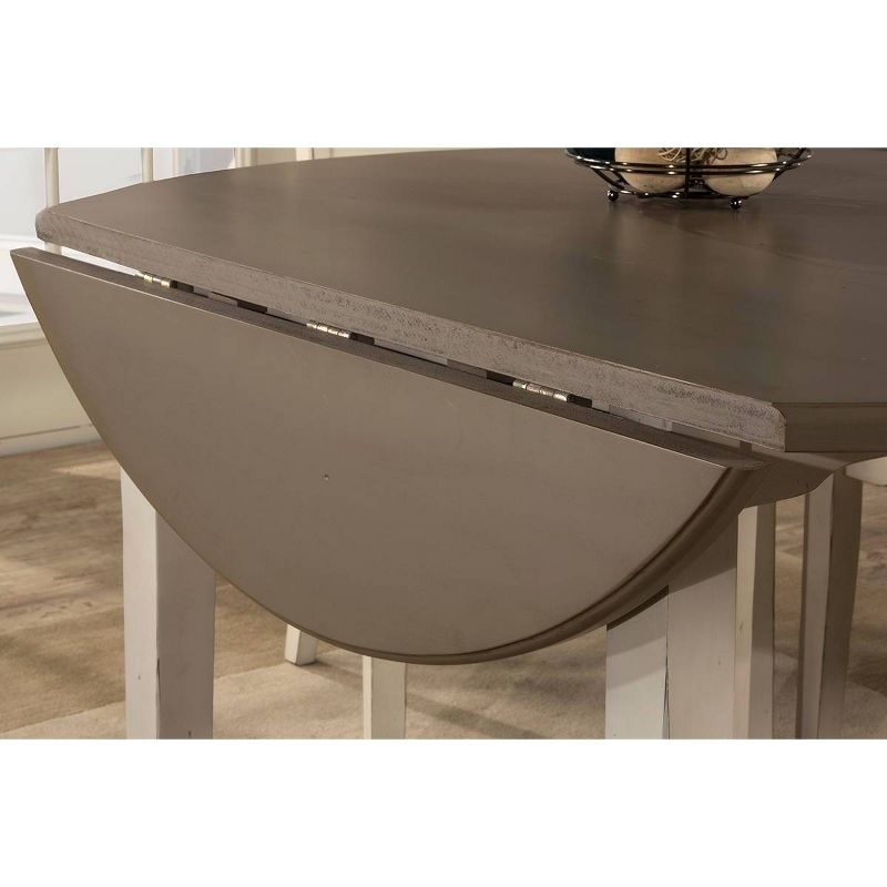 5pc Clarion Round Drop Leaf Dining Set with Side Chairs Gray Fog Fabric - Hillsdale Furniture