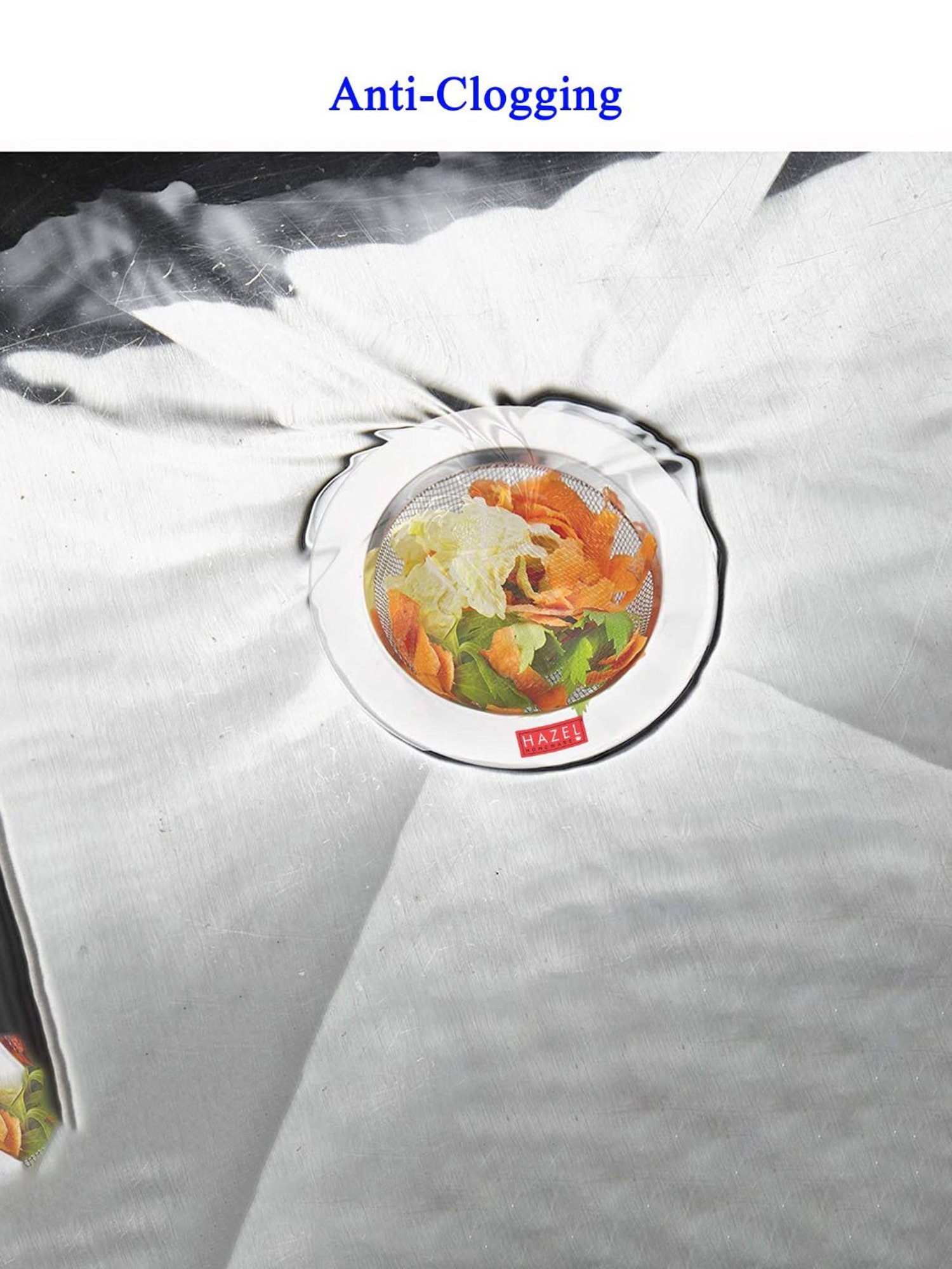 HAZEL Silver Stainless Steel Kitchen Sink Strainer, Wash Basin Drainer Filter (Dia: 6 cm)