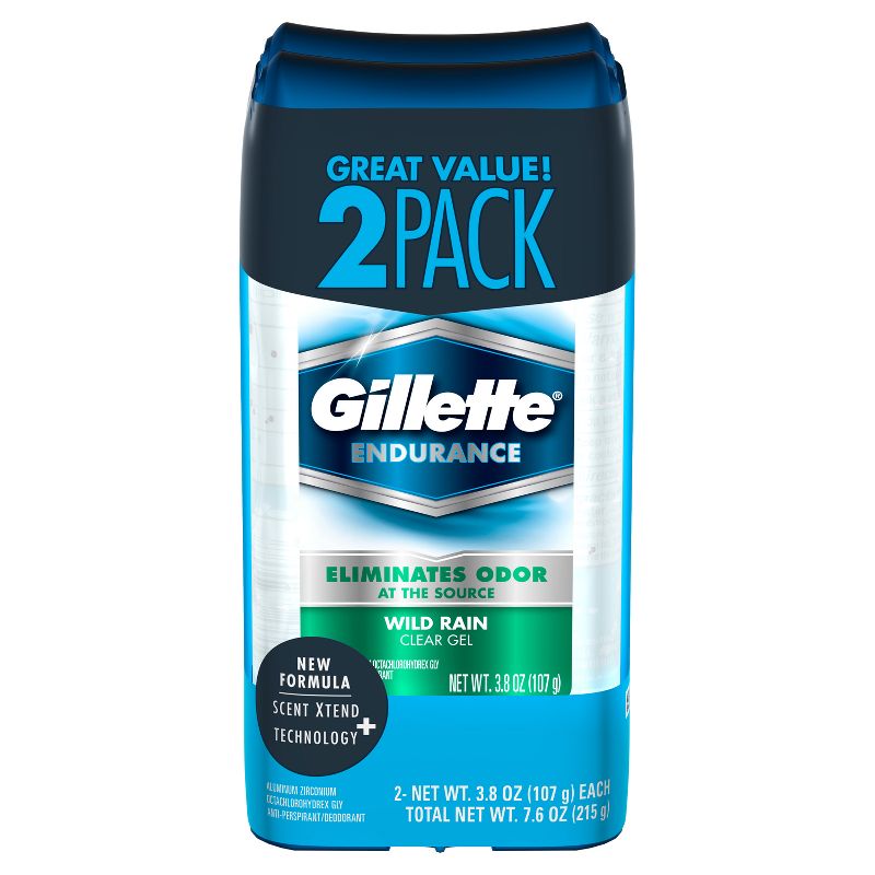 Gillette Wild Rain Clear Gel Men's Antiperspirant & Deodorant Twin Pack - 7.6oz