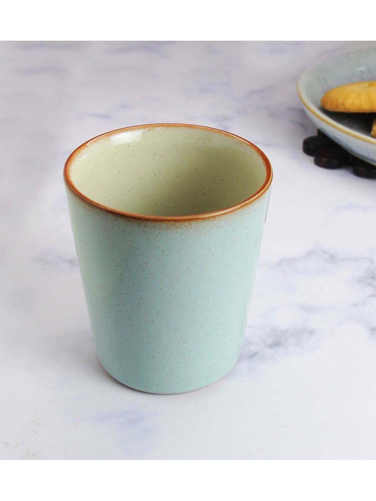 DENBY Heritage Pavilion Sky Blue Stoneware Handleless Mug (250 ml) - Set of 1