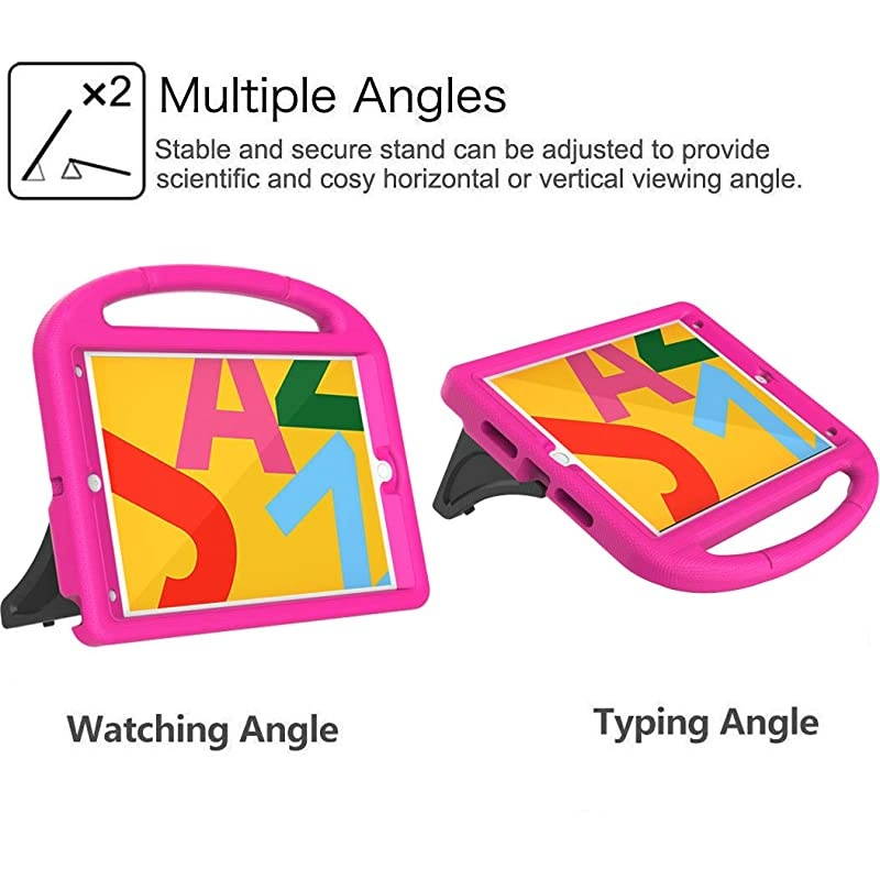 New iPad 102 Case 20202019 iPad 8th7th Generation Case with Builtin Screen Protector Shockproof Light Weight Handle Stand Kids Case for iPad 102 20192020 Latest Model Rose