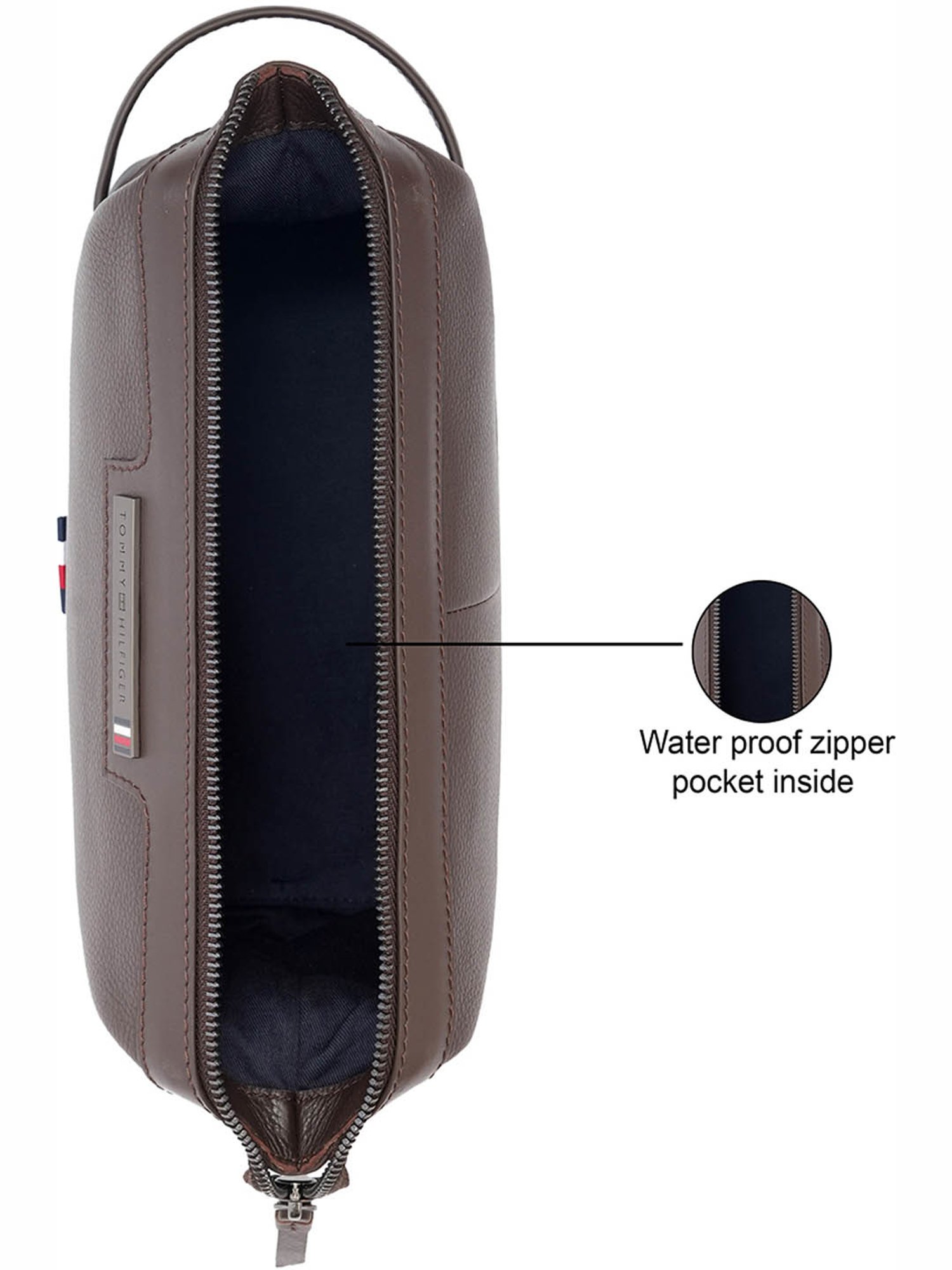 Louis Stitch Brunette Brown Leather Medium Toiletry Pouch