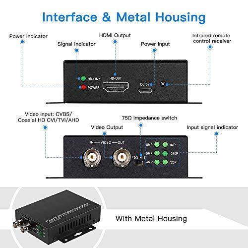 to HDMI Converter Adapter Full HD 4K 720P1080P3MP4MP5MP8MP BNC to HDMI Video Converter for Monitor HDTV DVRs Convert TVI CVI AHD CVBS BNC Video Signal to HDMI