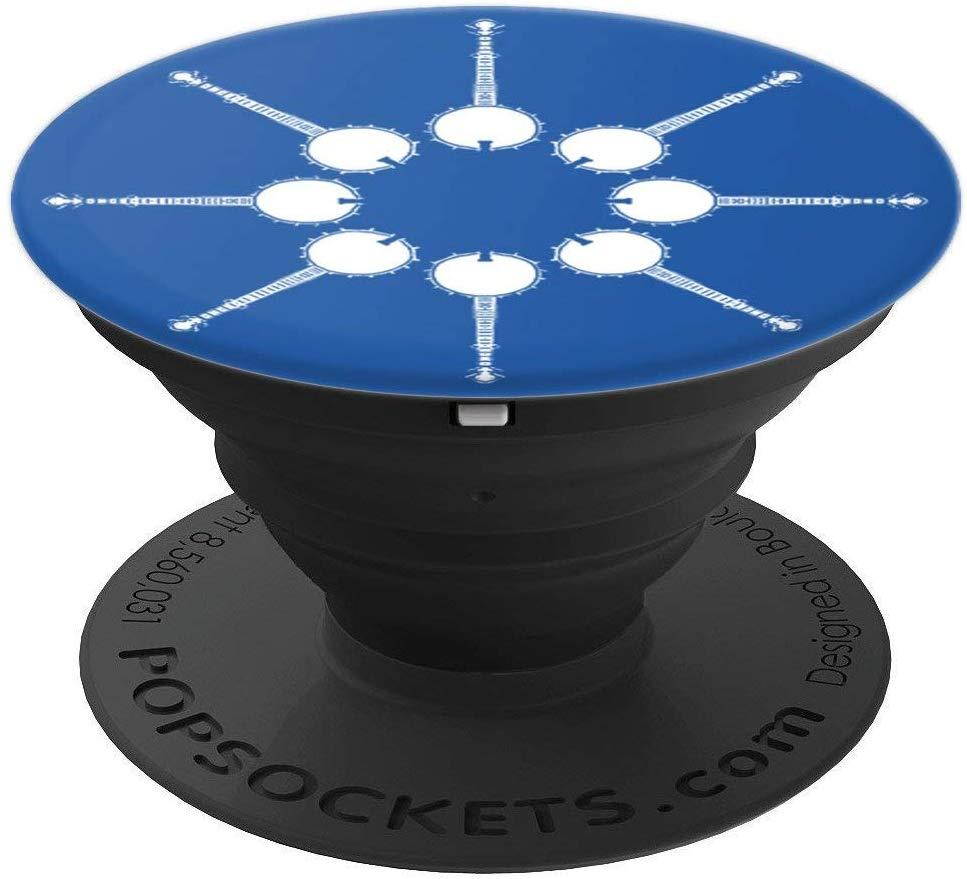 Banjo Mandala Mindfulness Folk & Bluegrass Graphic PopSockets Grip and Stand for Phones and Tablets