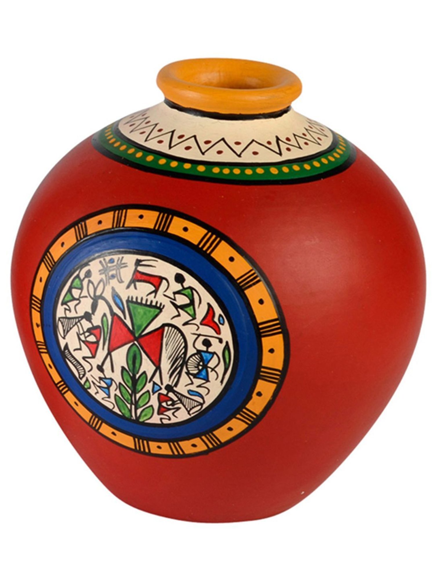 ExclusiveLane Combo Of Terracotta Handpainted Vases